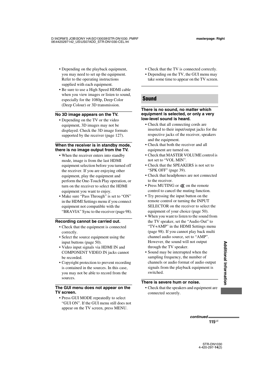 Sound | Sony STR-DN1030 User Manual | Page 115 / 132