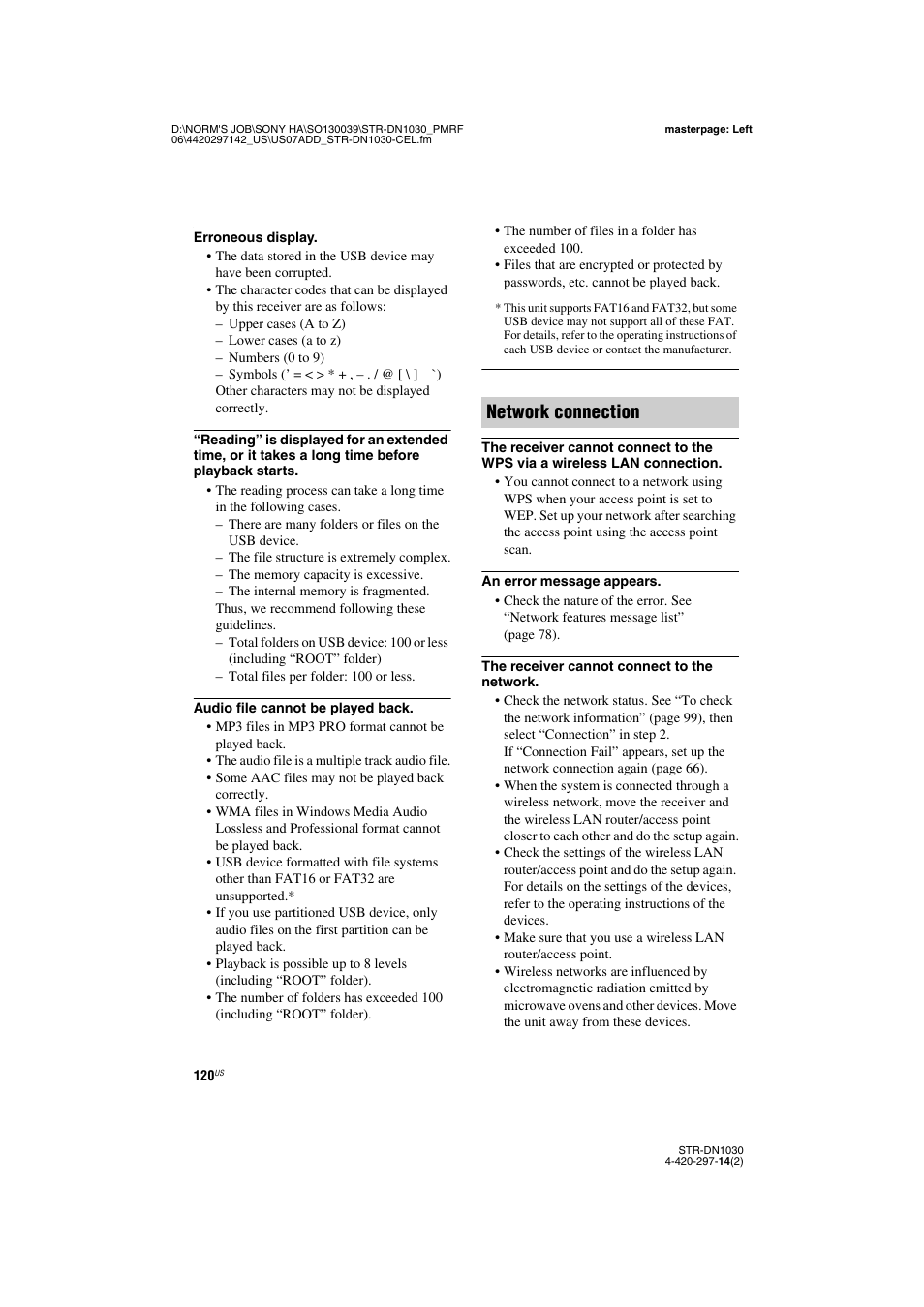 Network connection | Sony STR-DN1030 User Manual | Page 120 / 132