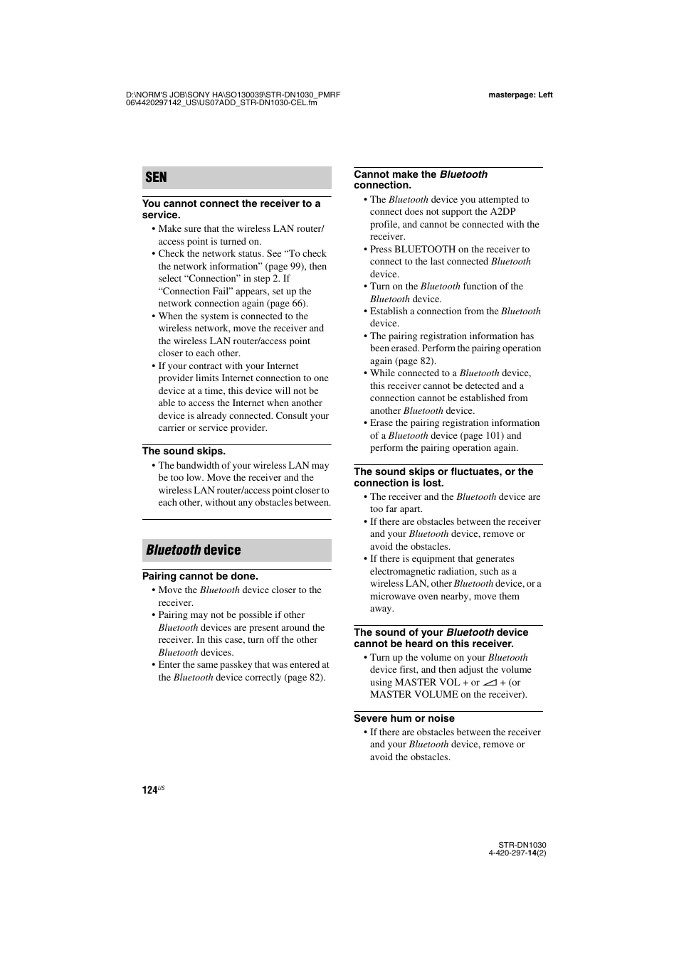 Sen bluetooth device | Sony STR-DN1030 User Manual | Page 124 / 132