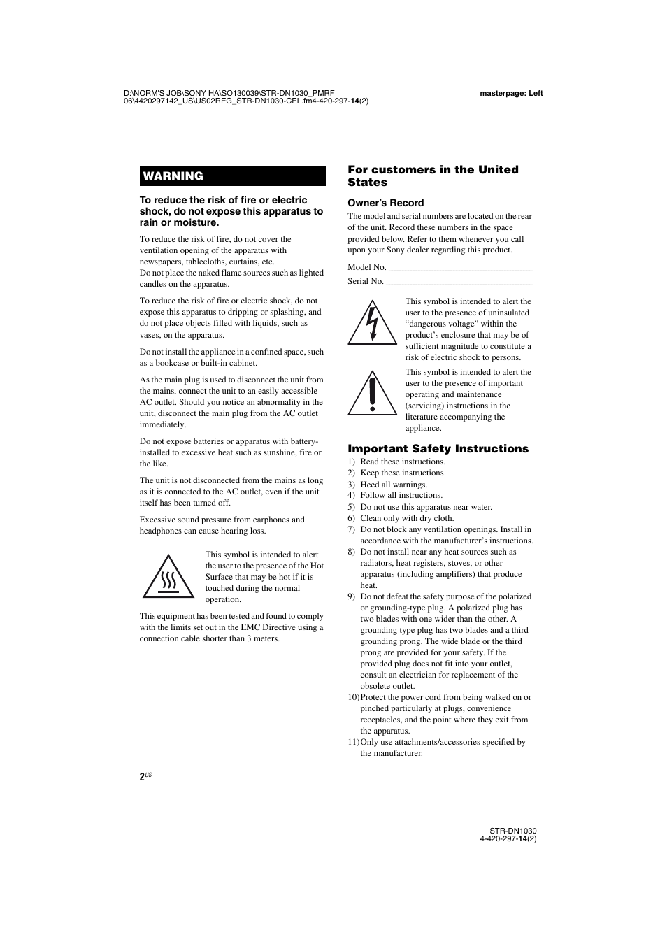 Sony STR-DN1030 User Manual | Page 2 / 132