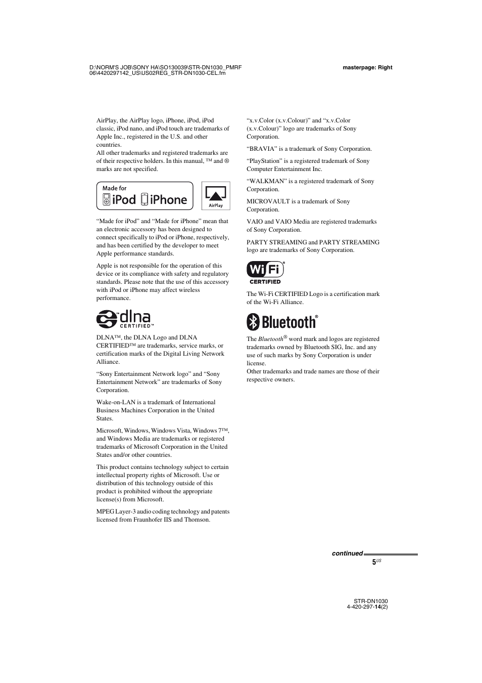 Sony STR-DN1030 User Manual | Page 5 / 132