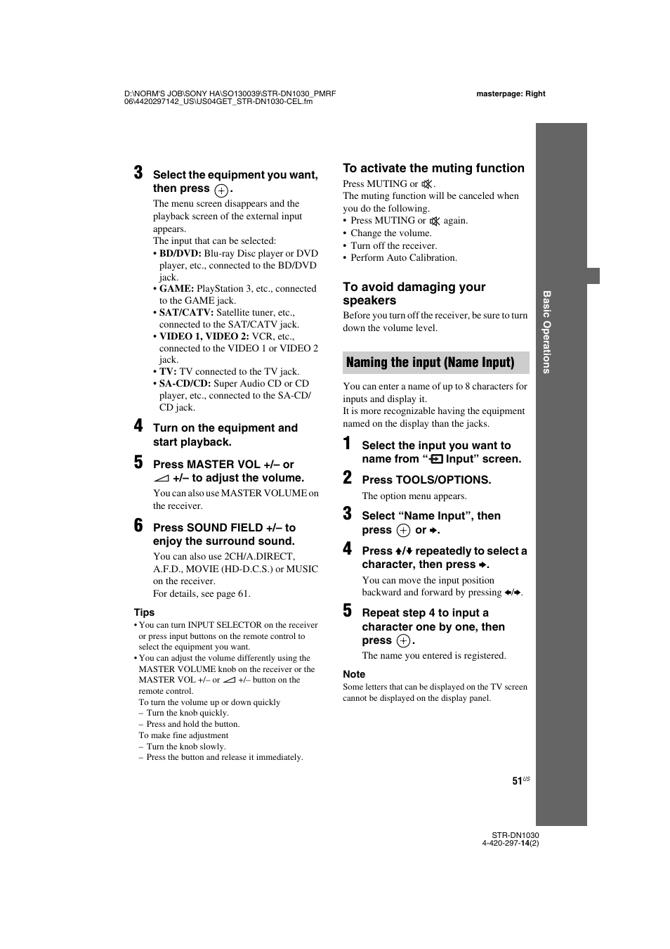 Age 51, Naming the input (name input) | Sony STR-DN1030 User Manual | Page 51 / 132