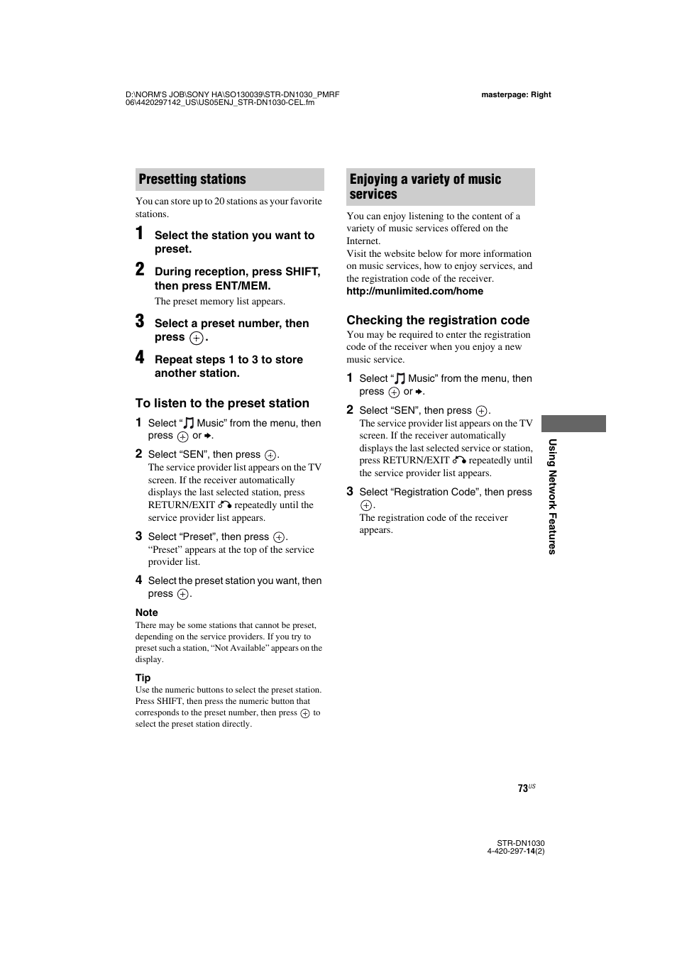 Sony STR-DN1030 User Manual | Page 73 / 132