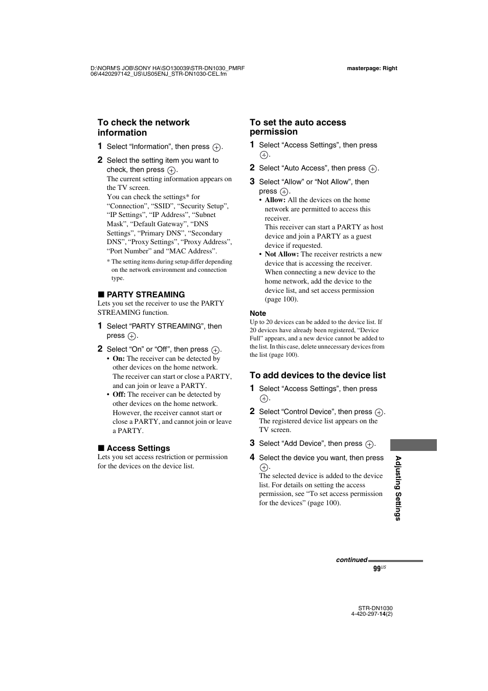 See “to | Sony STR-DN1030 User Manual | Page 99 / 132