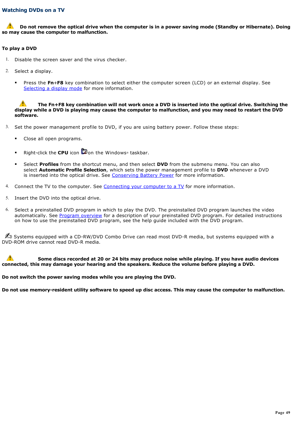 Watching dvds on a tv | Sony PCG-GRV550 User Manual | Page 49 / 162