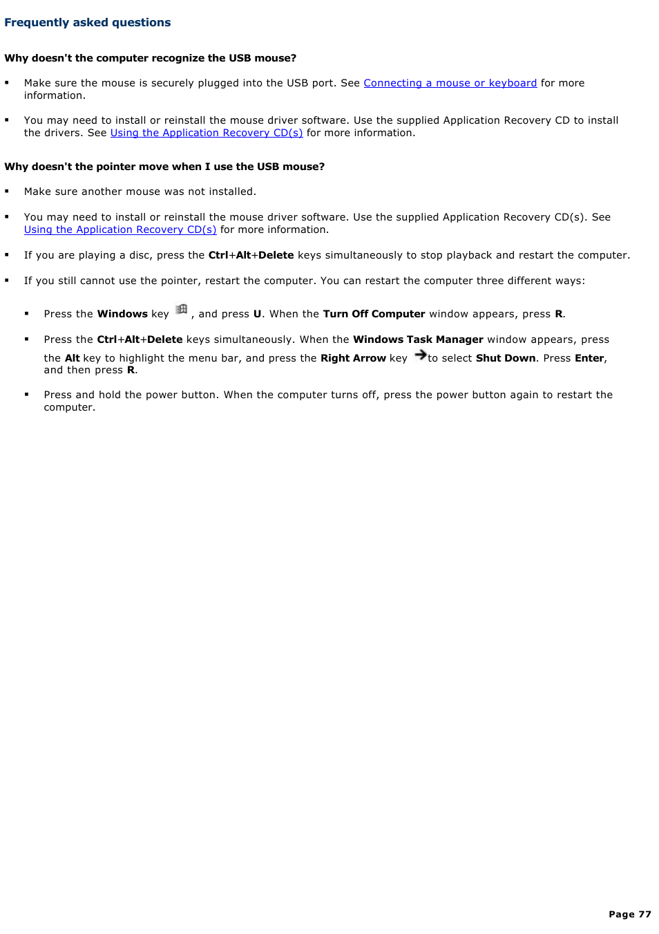 Frequently asked questions | Sony PCG-GRV550 User Manual | Page 77 / 162
