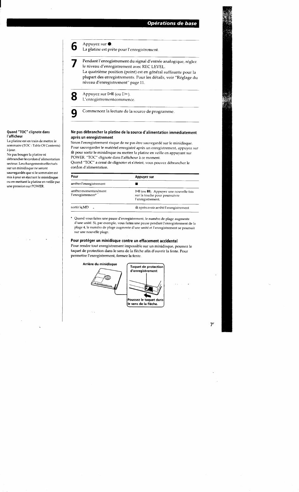 Opérations de base | Sony MDS-S38 User Manual | Page 43 / 109