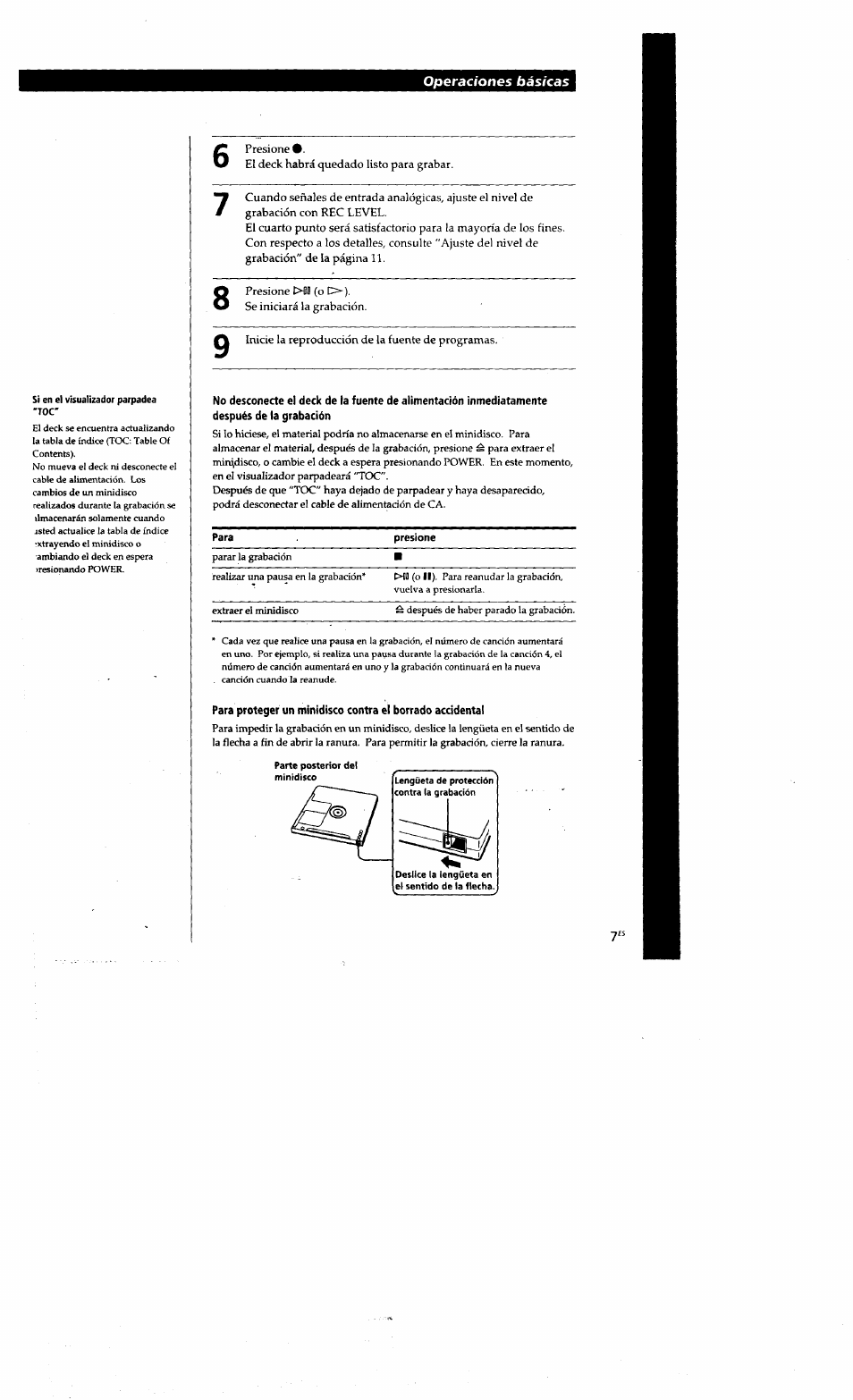 Operaciones básicas | Sony MDS-S38 User Manual | Page 79 / 109