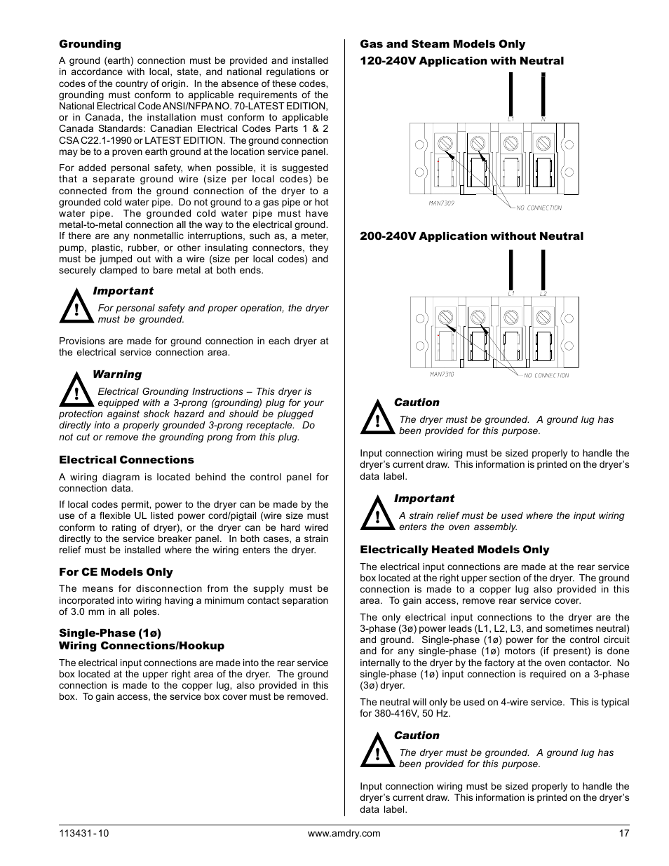 American Dryer Corp. M75SL User Manual | Page 17 / 30