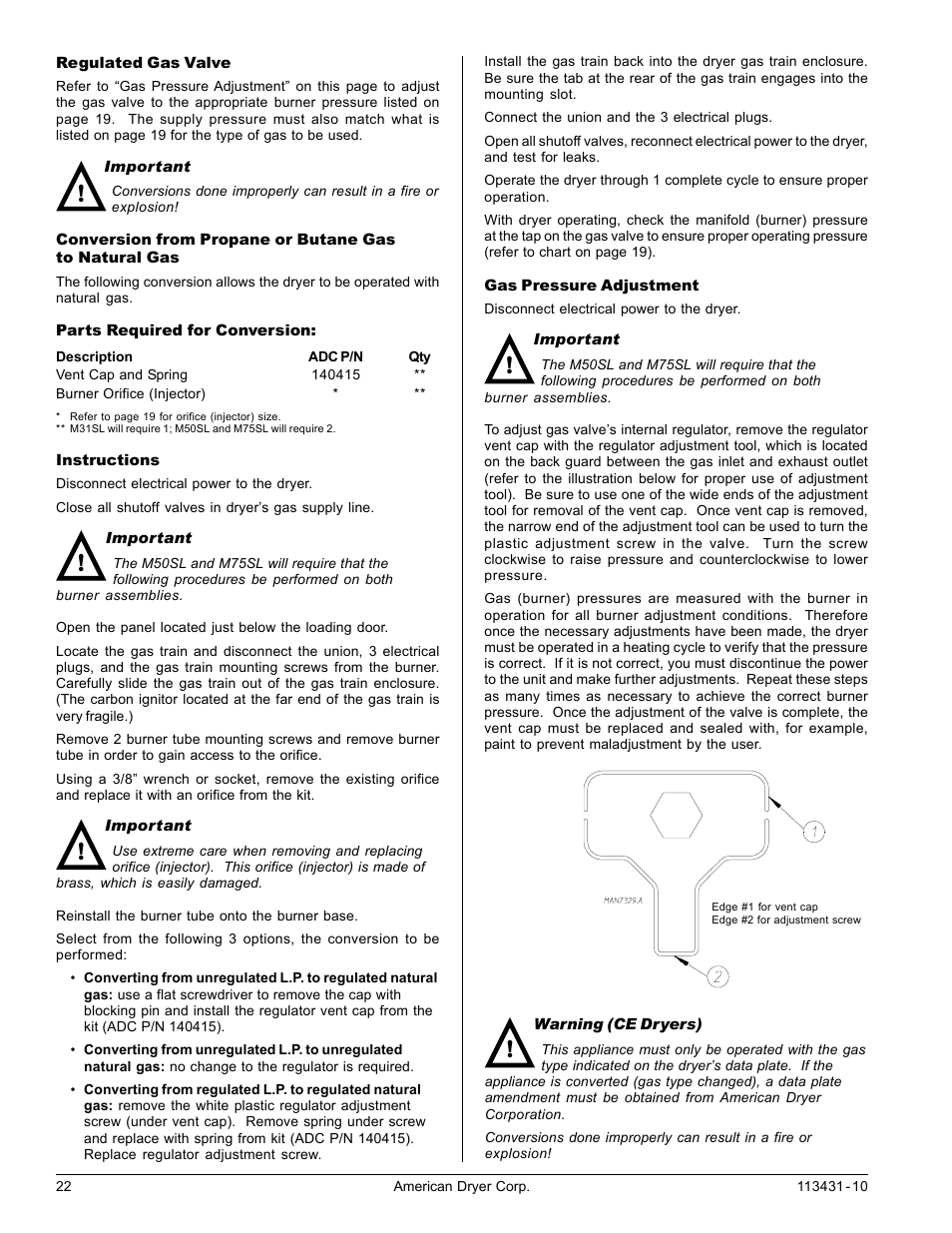 American Dryer Corp. M75SL User Manual | Page 22 / 30