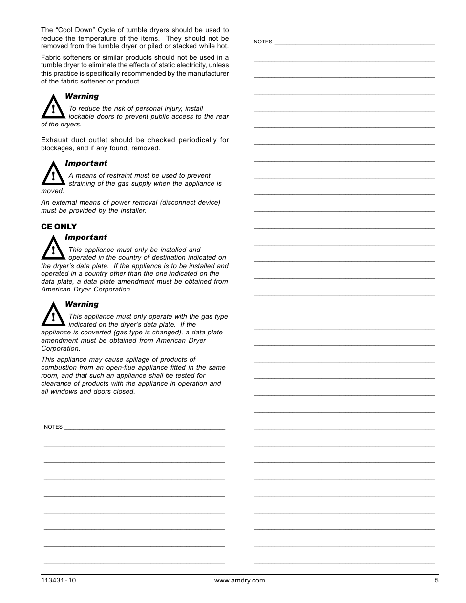 American Dryer Corp. M75SL User Manual | Page 5 / 30