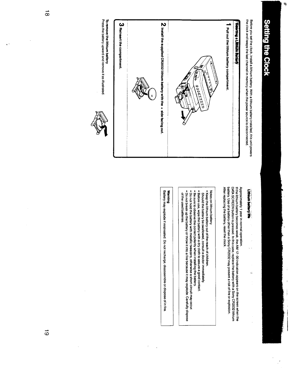 Setting the clock | Sony GV-300 User Manual | Page 10 / 41