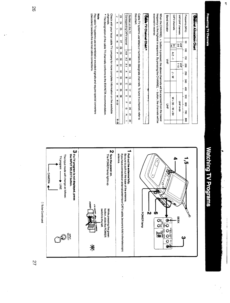 Watching tv programs 1, Yjb ow/orr, Power | Sony GV-300 User Manual | Page 14 / 41