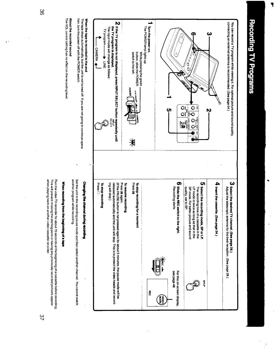 Recording tv programs | Sony GV-300 User Manual | Page 19 / 41