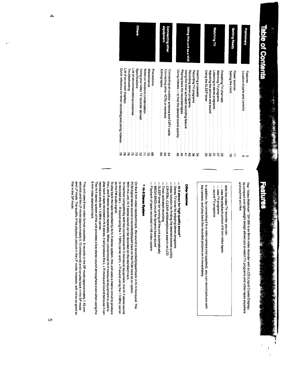 1^le of contents, 1 ^le of contents | Sony GV-300 User Manual | Page 3 / 41