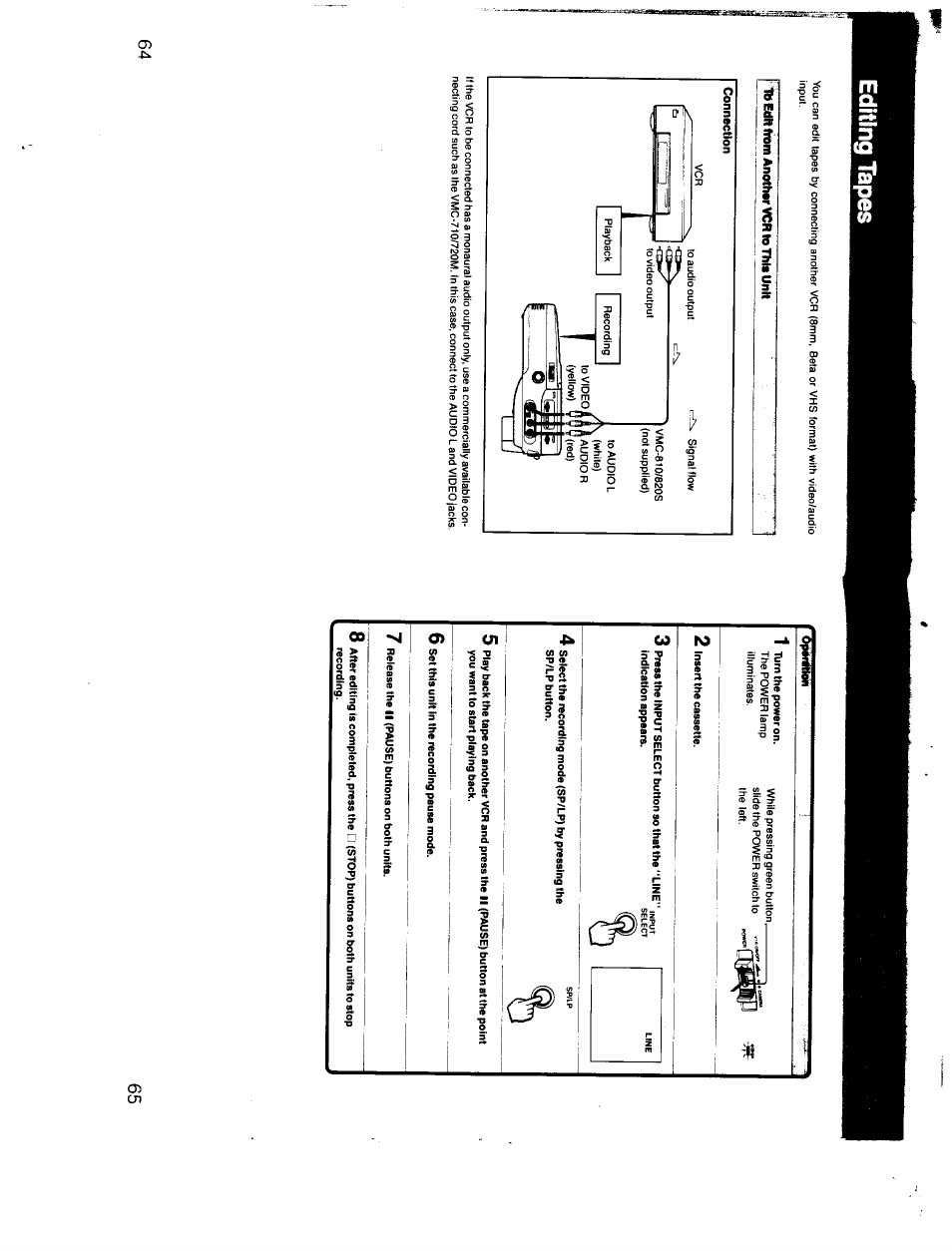 Editing tapes | Sony GV-300 User Manual | Page 33 / 41