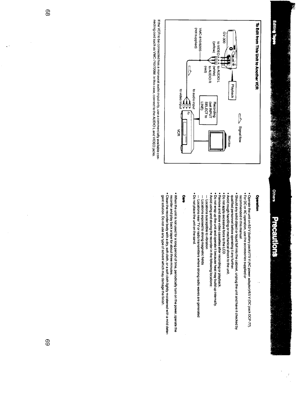 Precautions | Sony GV-300 User Manual | Page 35 / 41