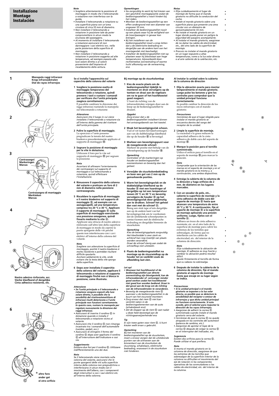 Installazione montage instalación 安裝 | Sony RM-X6S User Manual | Page 2 / 2