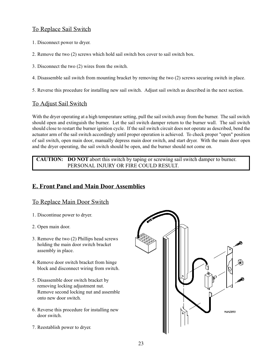 E. front panel and main door assemblies | American Dryer Corp. Phase 5 Microprocessor AD-170 User Manual | Page 27 / 64