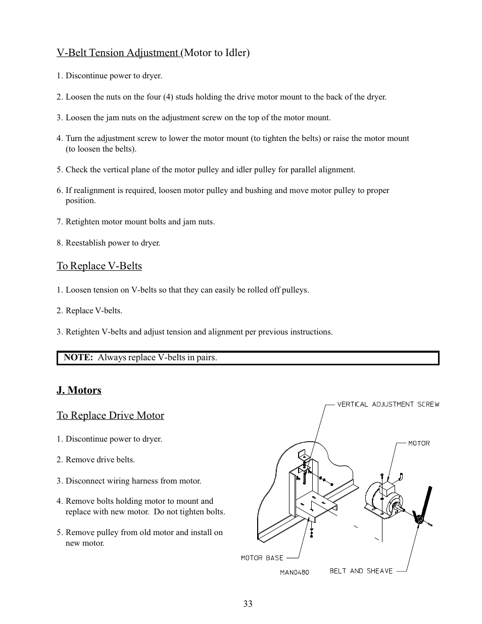 J. motors | American Dryer Corp. Phase 5 Microprocessor AD-170 User Manual | Page 37 / 64