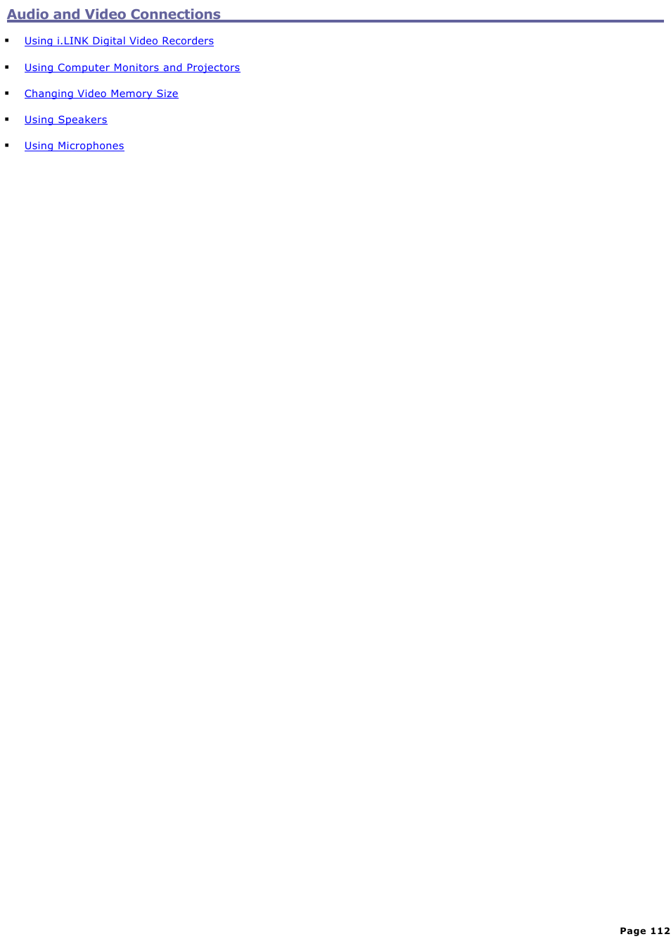 Audio and video connections | Sony PCG-K20P User Manual | Page 112 / 149