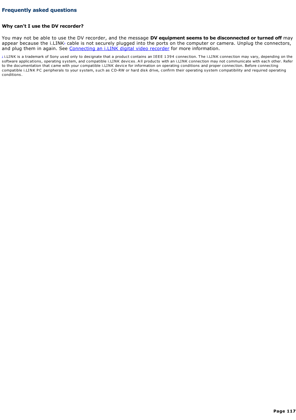 Frequently asked questions | Sony PCG-K20P User Manual | Page 117 / 149