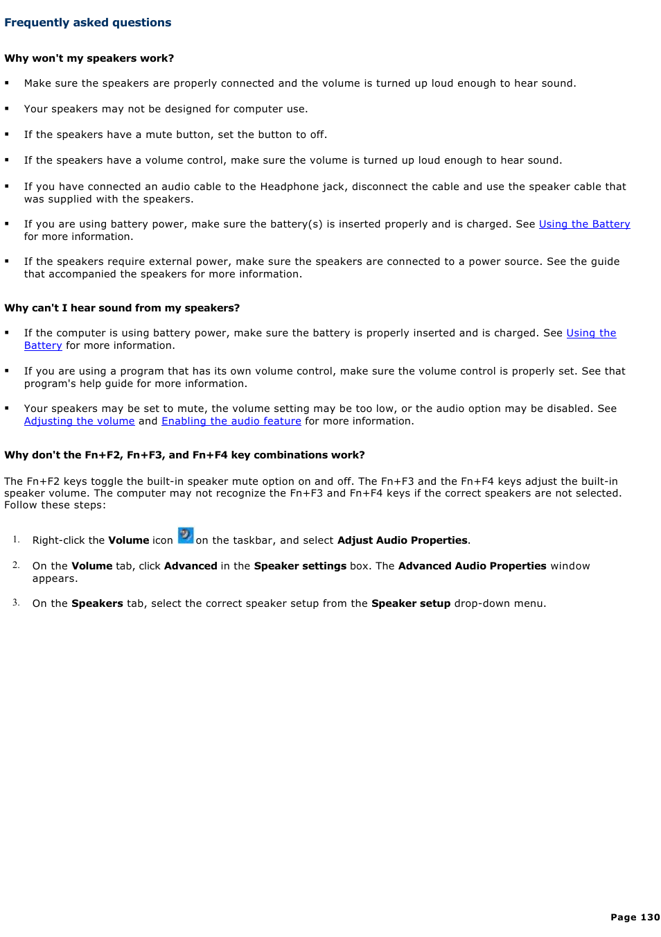 Frequently asked questions | Sony PCG-K20P User Manual | Page 130 / 149