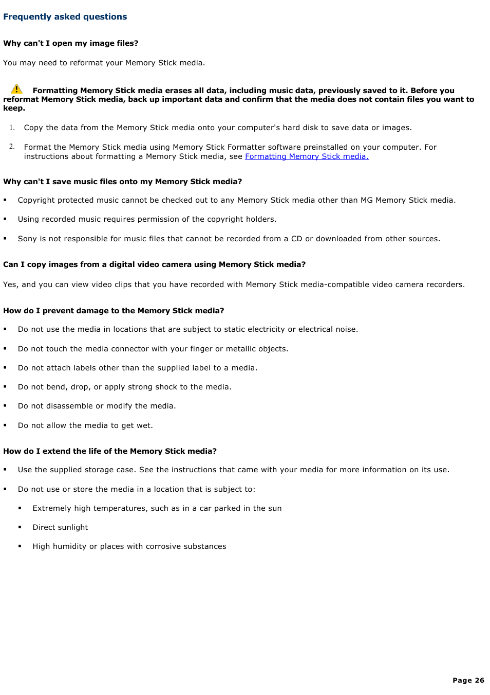 Frequently asked questions | Sony PCG-K20P User Manual | Page 26 / 149