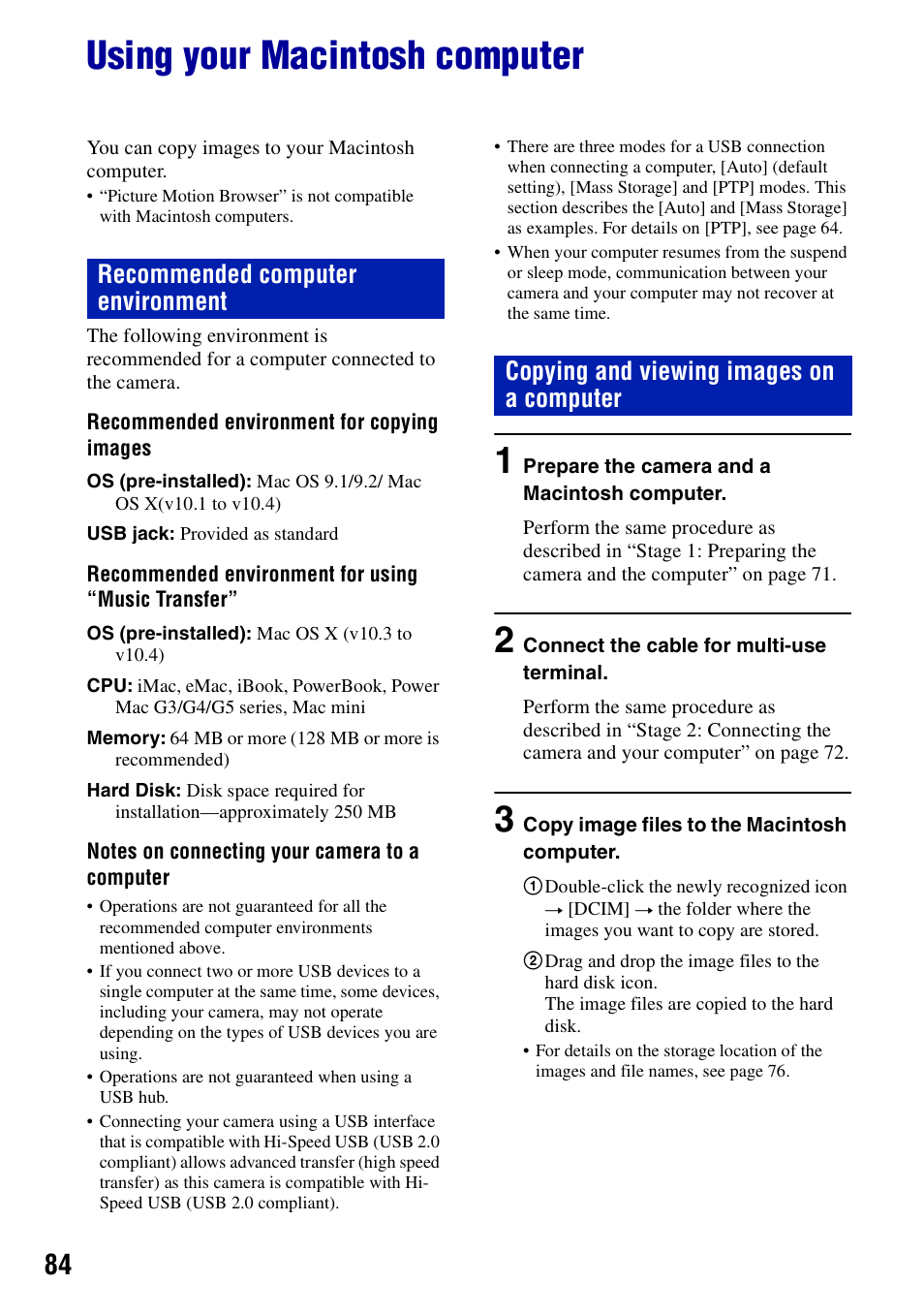 Using your macintosh computer | Sony DSC-T10 User Manual | Page 84 / 116