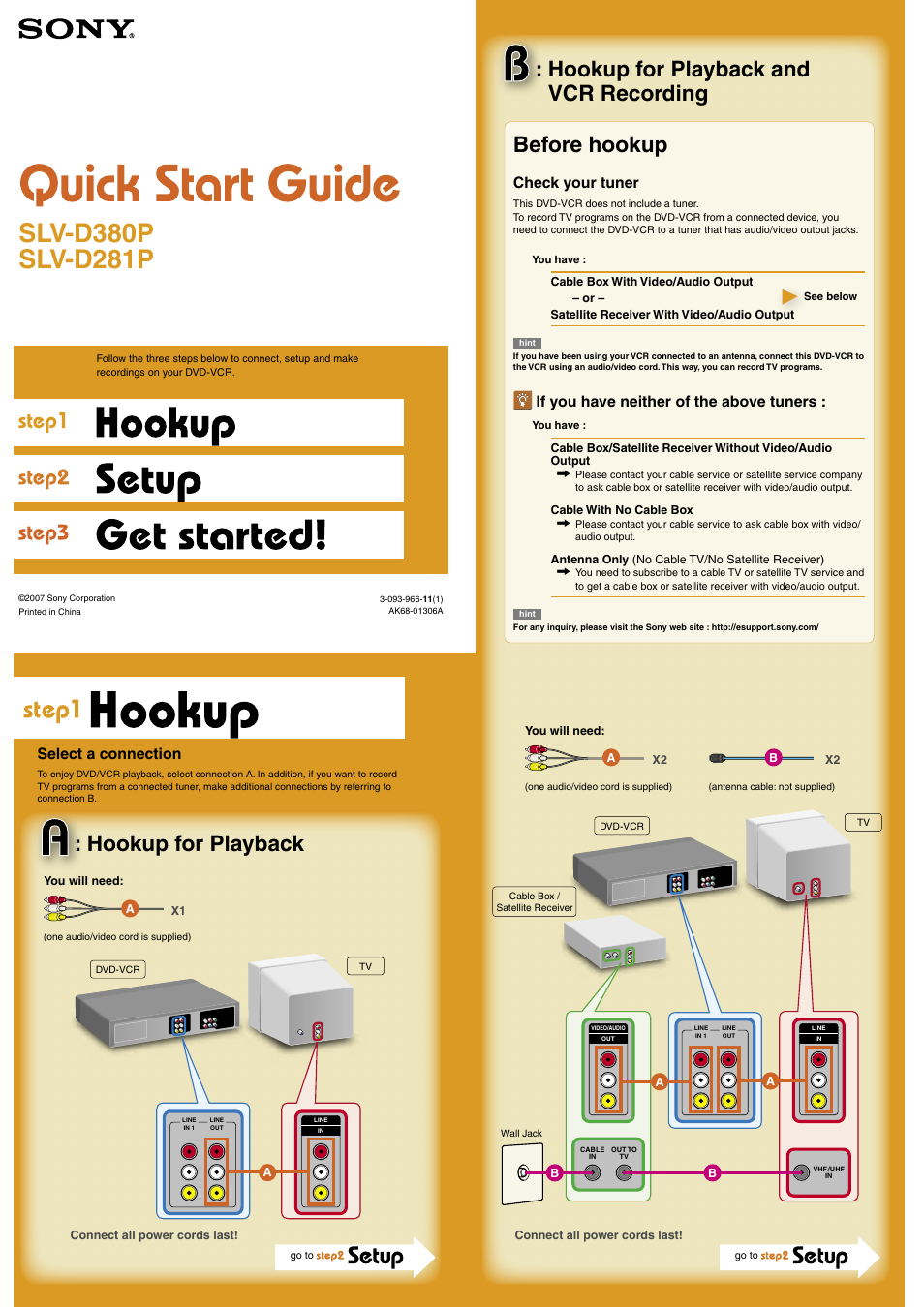 Sony SLV-D380P User Manual | 2 pages