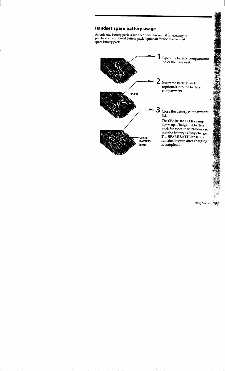 Handset spare battery usage | Sony SPP-S9101 User Manual | Page 13 / 94