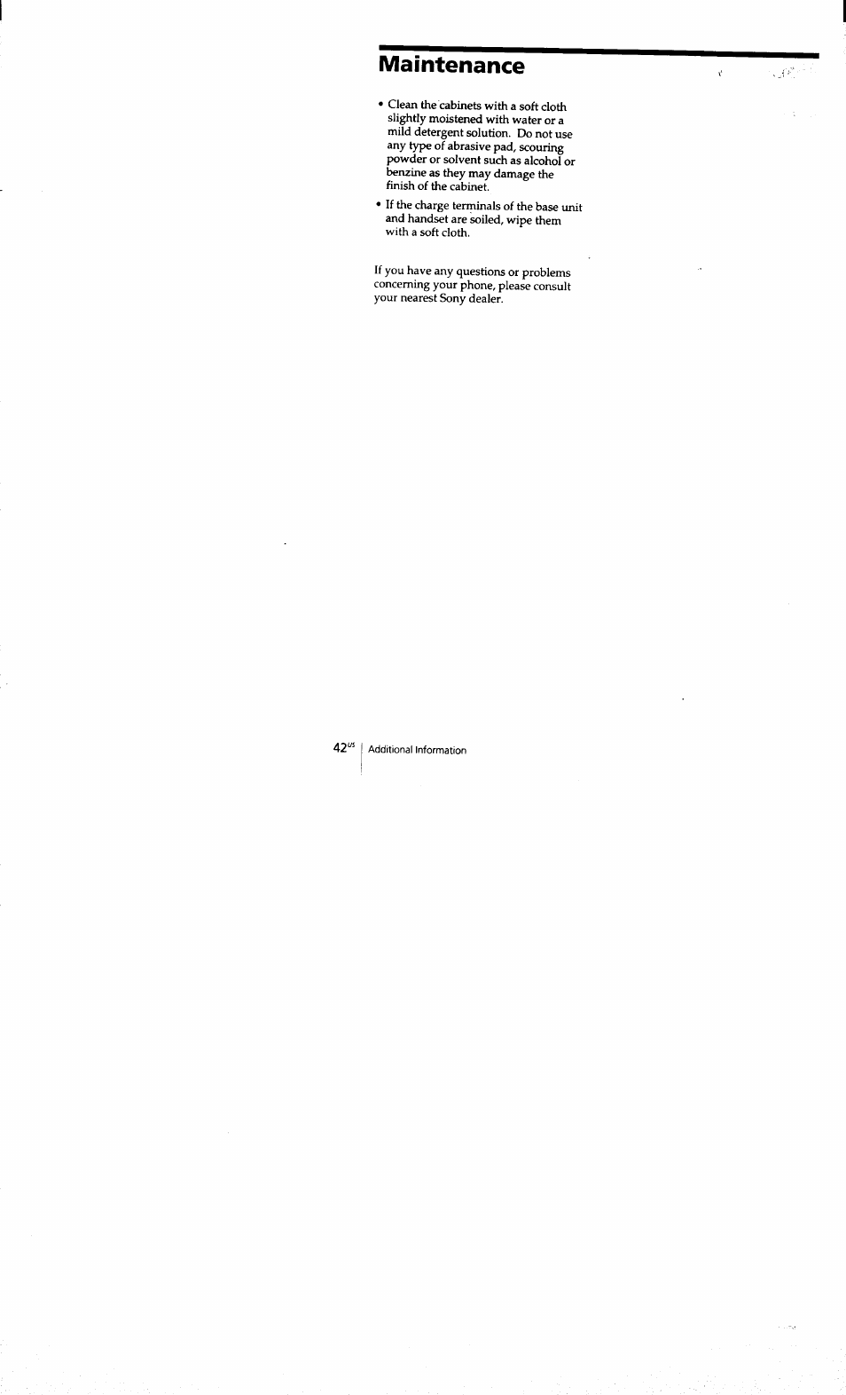 Maintenance | Sony SPP-S9101 User Manual | Page 42 / 94