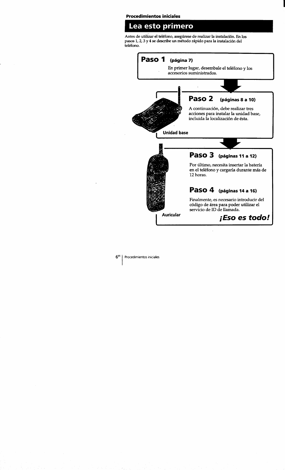 Procedimientos iniciales, Lea esto primero, Eso es todo | Paso 1, Paso 2, Paso 3, Paso 4 | Sony SPP-S9101 User Manual | Page 52 / 94