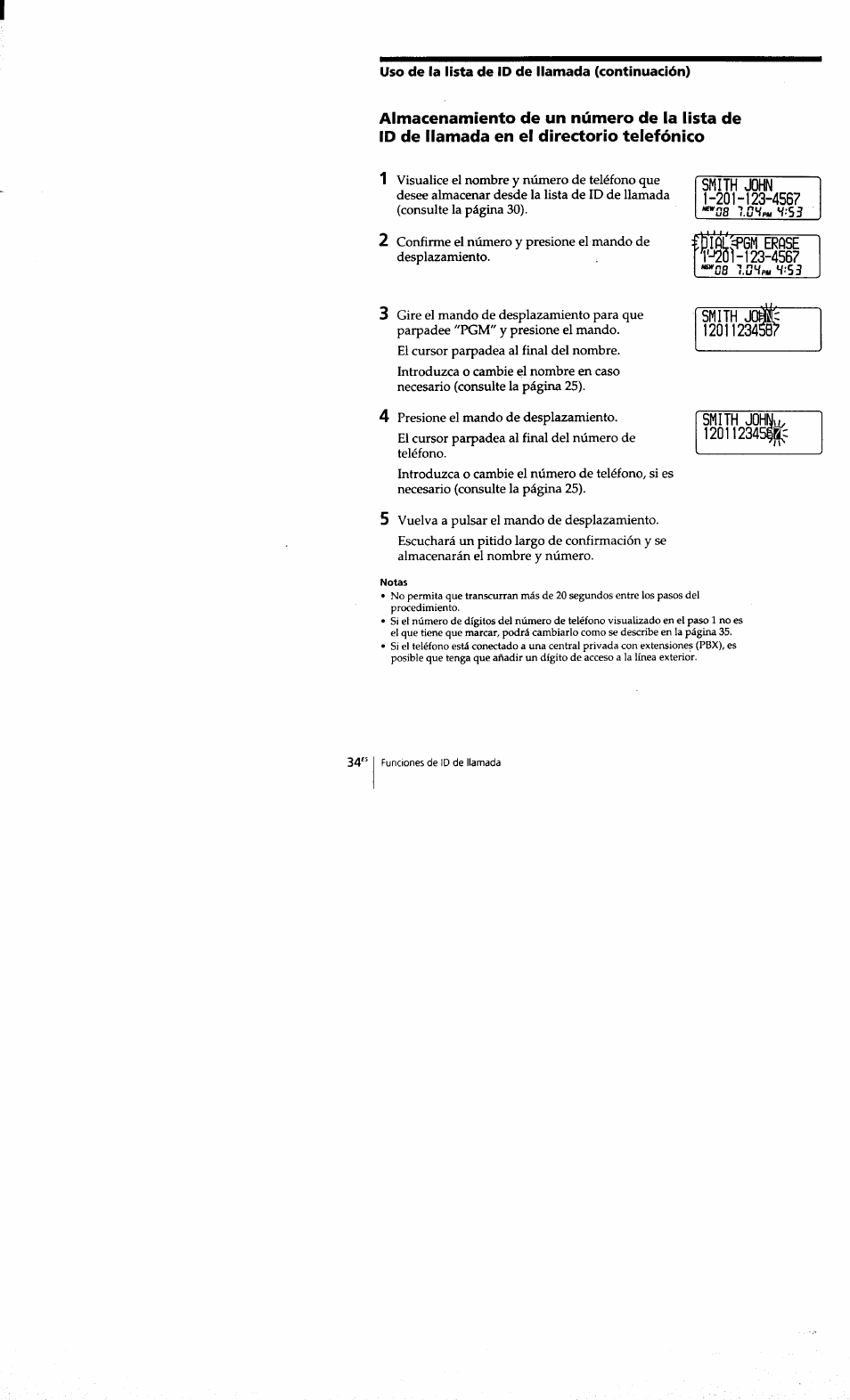 Uso de la lista de id de llamada (continuación) | Sony SPP-S9101 User Manual | Page 80 / 94