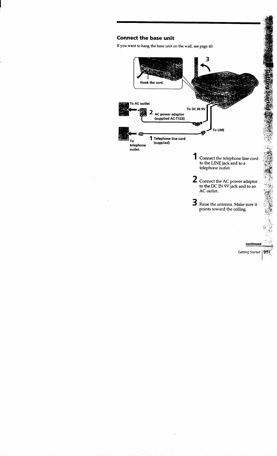 Connect the base unit | Sony SPP-S9101 User Manual | Page 9 / 94