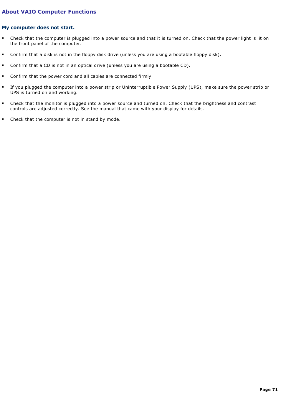 About vaio computer functions | Sony PCV-RX891 User Manual | Page 71 / 119