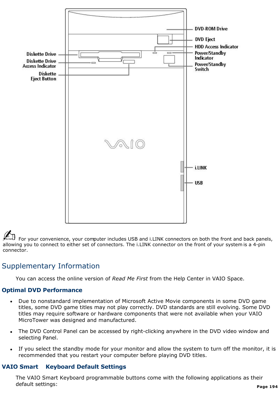 Supplementary information | Sony PCV-E308DS User Manual | Page 194 / 1141