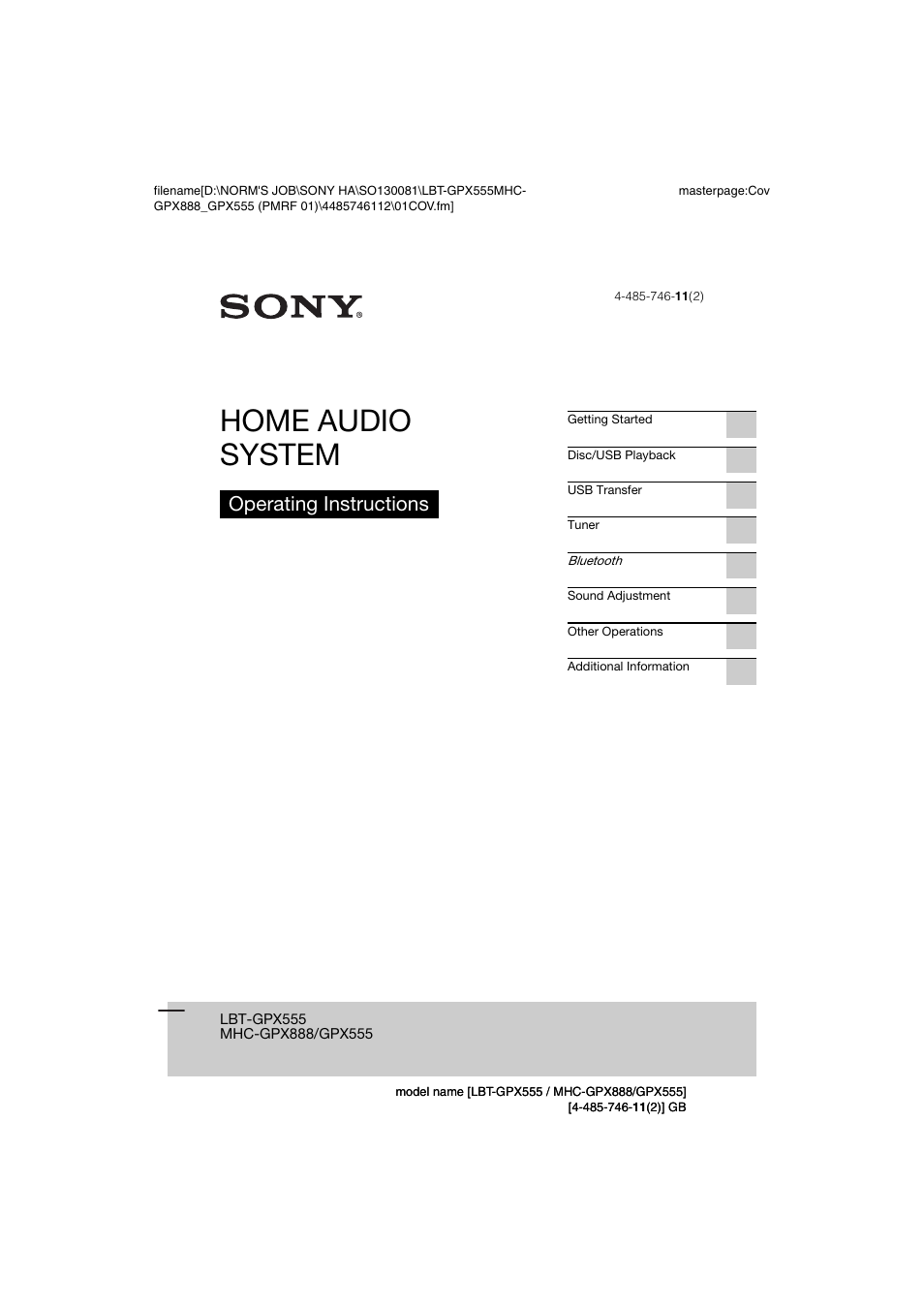 Sony LBT-GPX555 User Manual | 48 pages