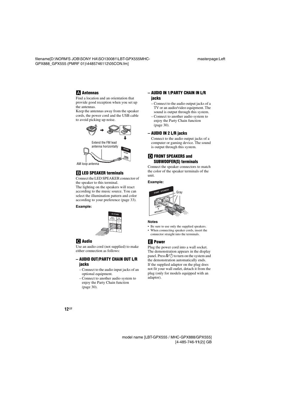 Sony LBT-GPX555 User Manual | Page 12 / 48