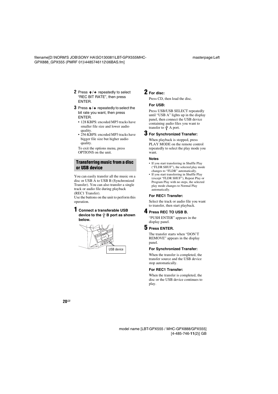 Sony LBT-GPX555 User Manual | Page 20 / 48