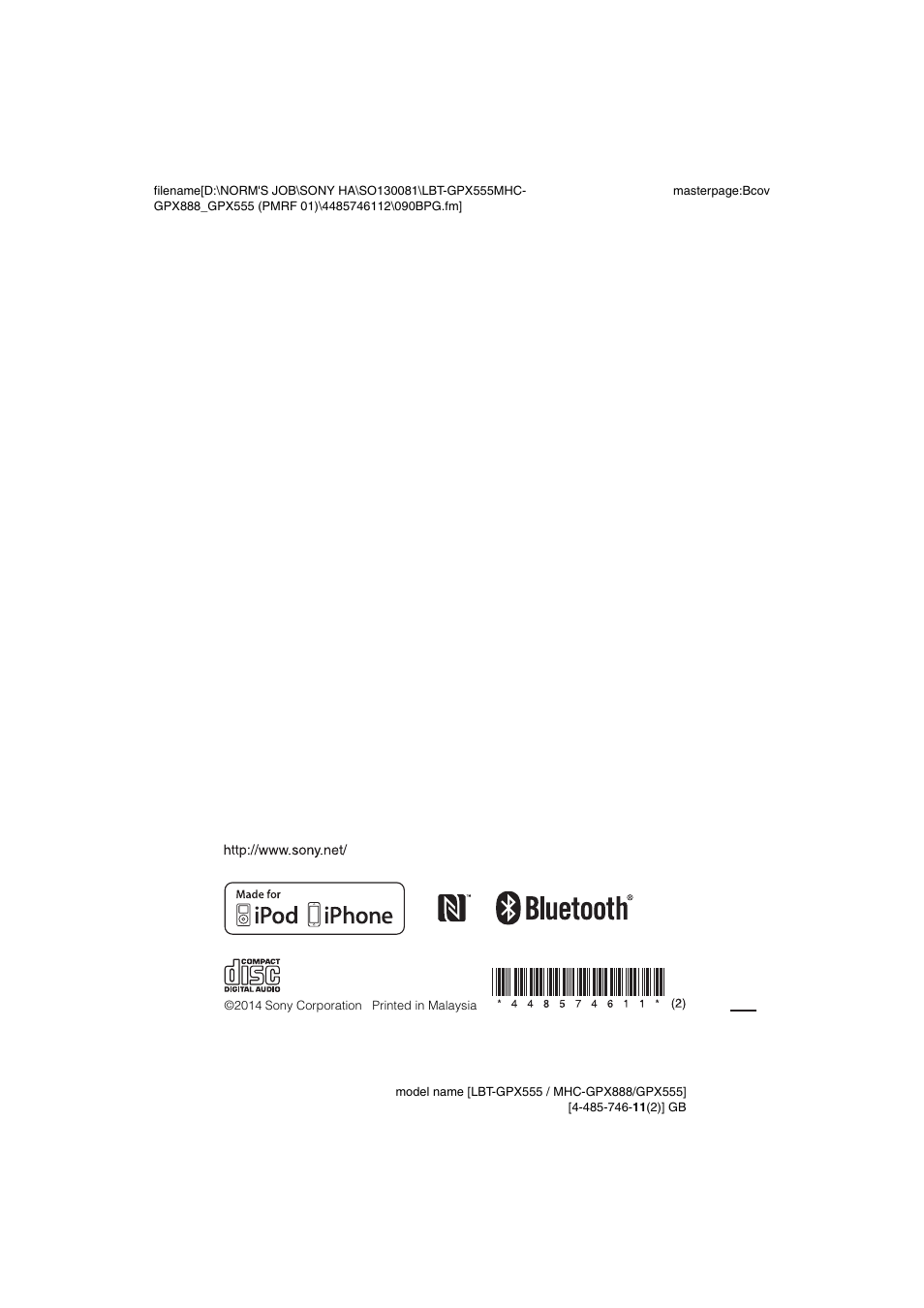 Sony LBT-GPX555 User Manual | Page 48 / 48