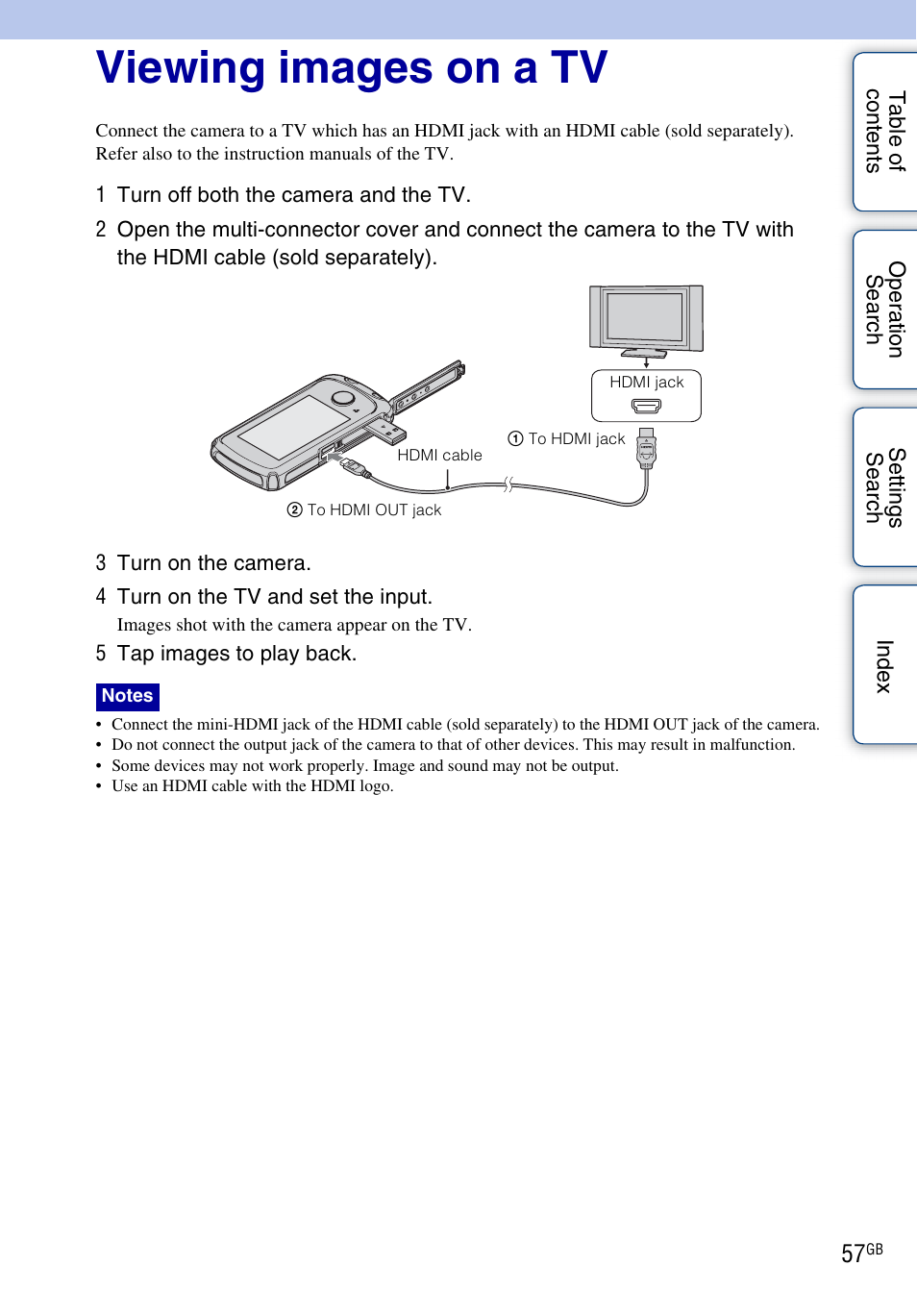 Viewing images on a tv | Sony bloggie MHS-TS22 User Manual | Page 57 / 70
