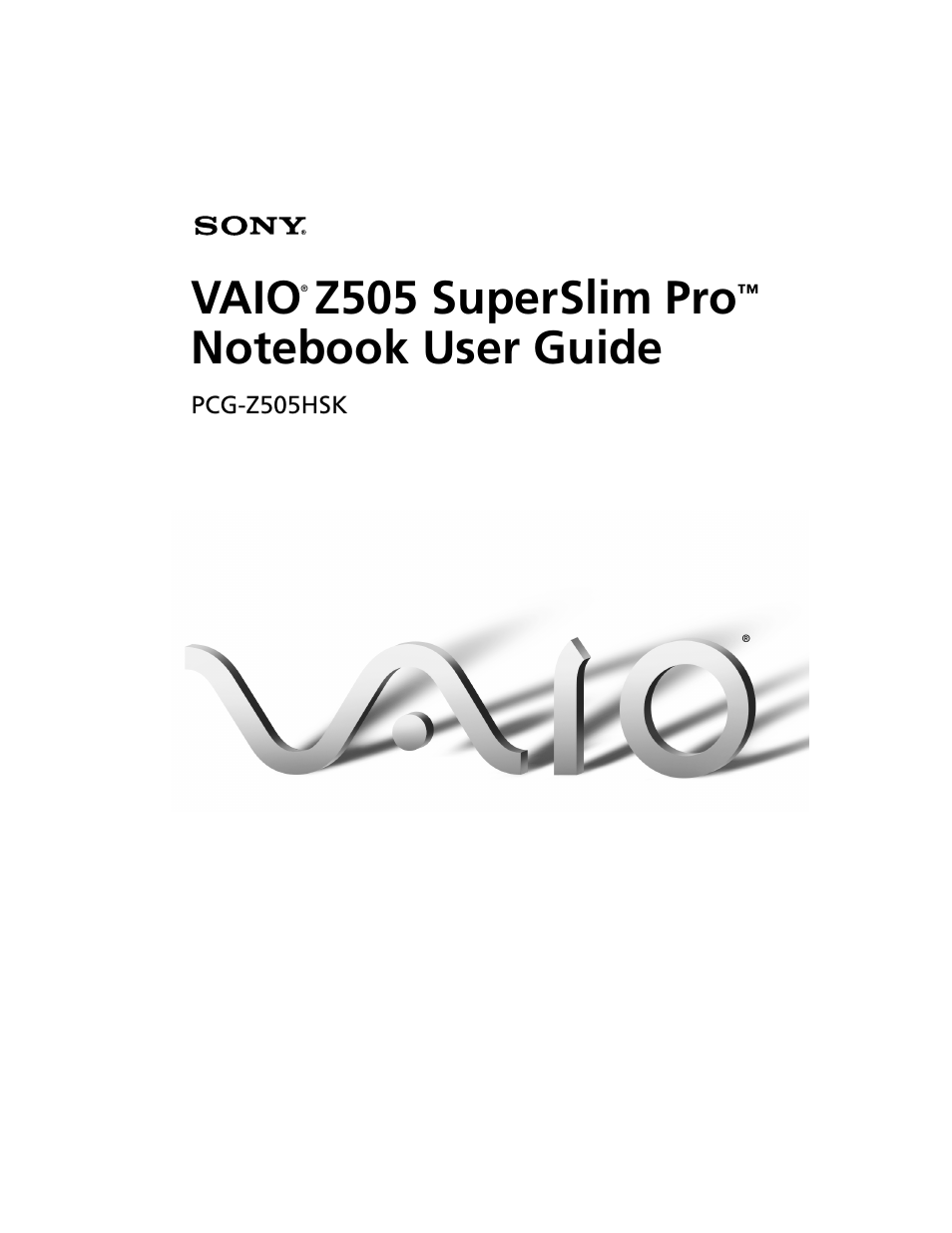 Sony PCG-Z505HSK User Manual | 78 pages