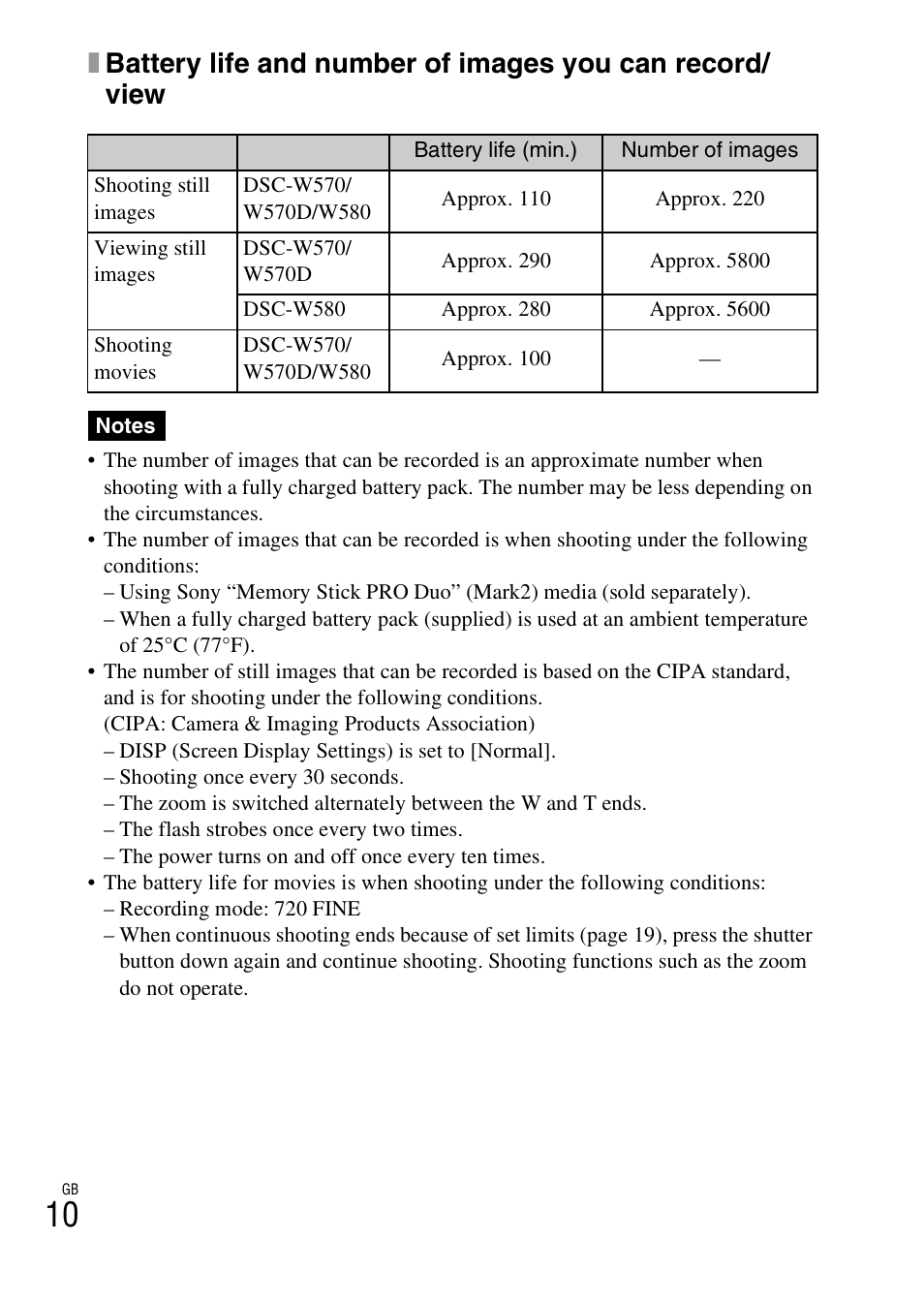 Sony DSC-W570 User Manual | Page 10 / 52