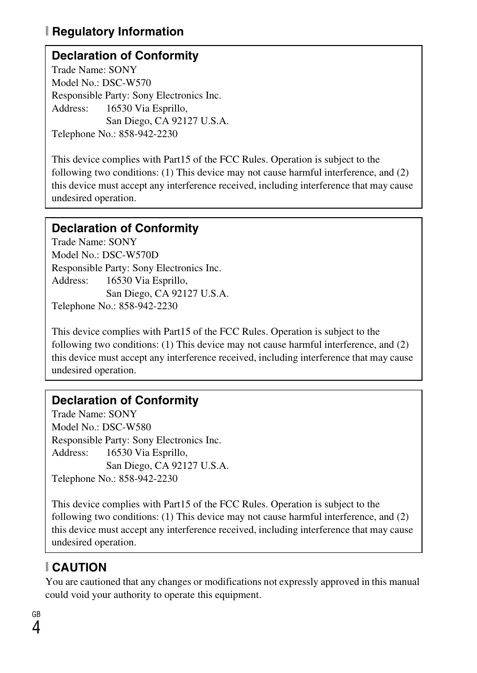 Sony DSC-W570 User Manual | Page 4 / 52