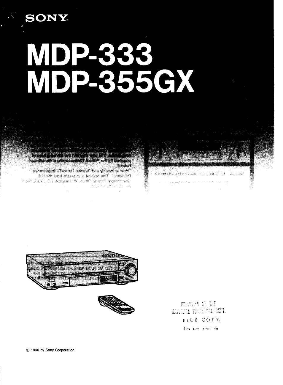 Sony MDP-333 User Manual | 39 pages