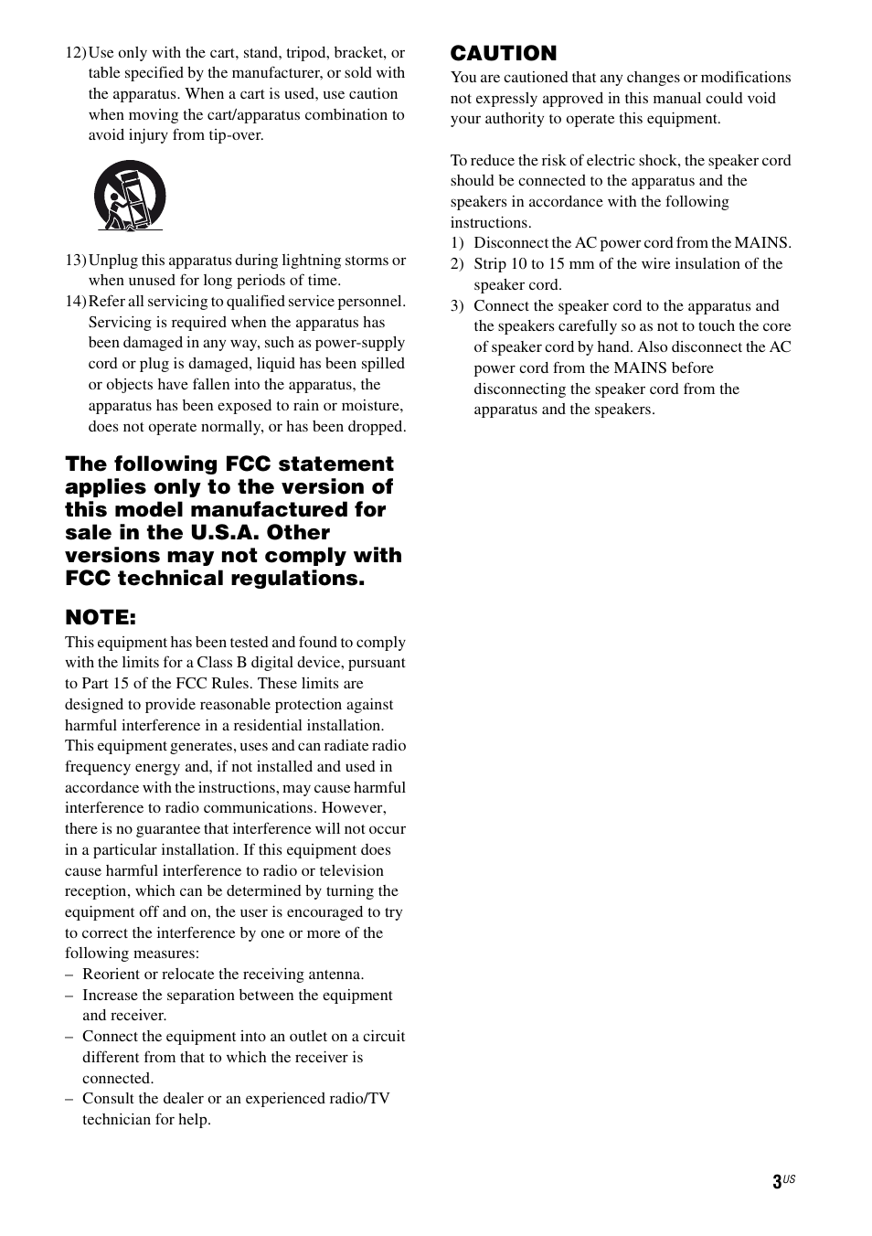Caution | Sony STR-DH700 User Manual | Page 3 / 108