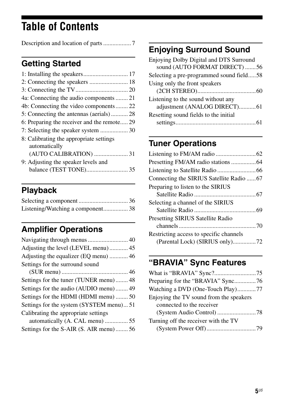 Sony STR-DH700 User Manual | Page 5 / 108