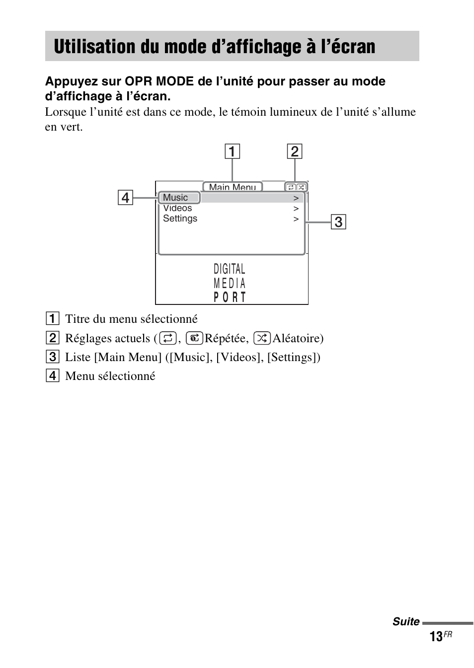 Utilisation du mode d’affichage à l’écran, Utilisation du mode, D’affichage à l’écran | Sony TDM-iP50 User Manual | Page 31 / 60