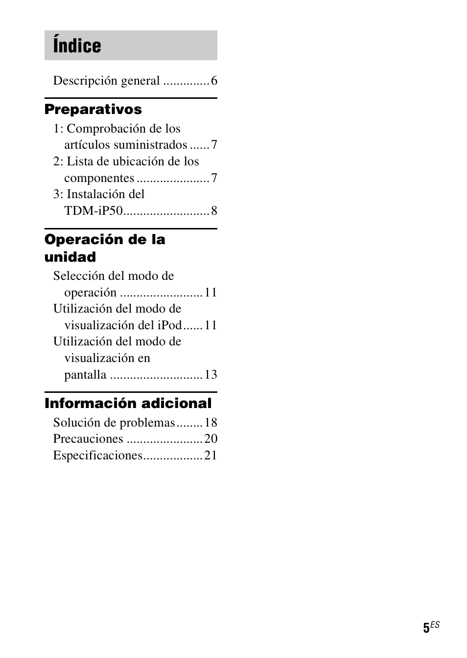 Índice | Sony TDM-iP50 User Manual | Page 43 / 60